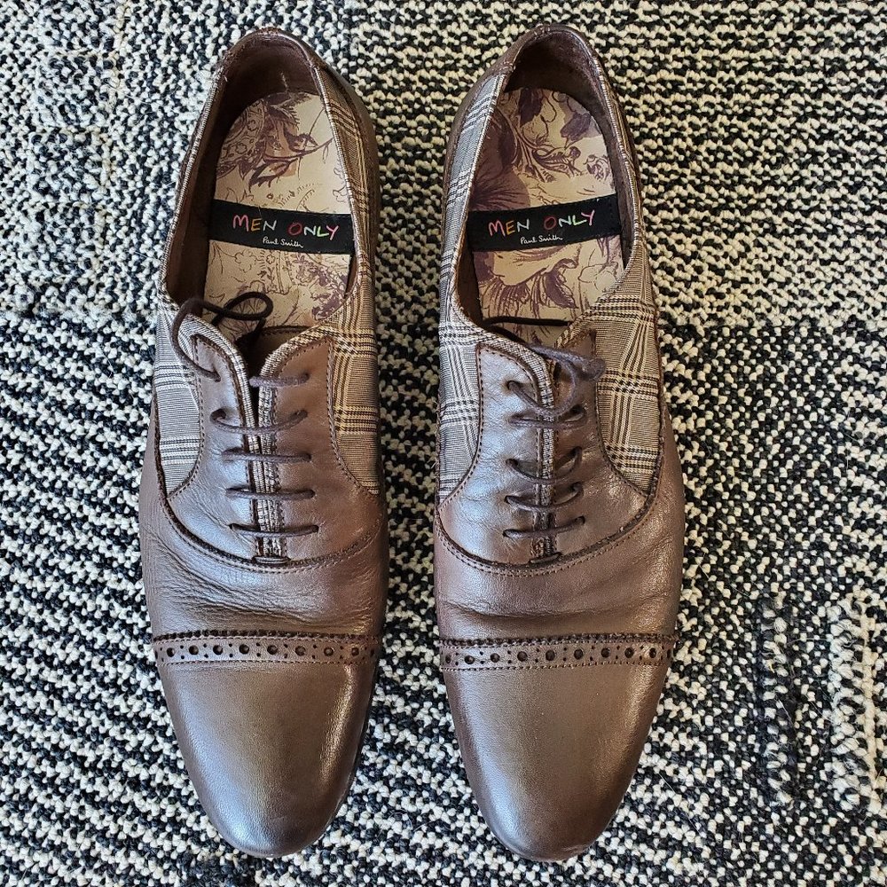 Paul Smith "Mens Only" Women Wingtip Brogues, Leather/Fabric, Brown, EU Size 39